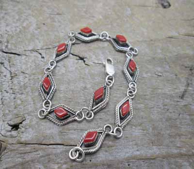 Native American Bracelet Coral Link